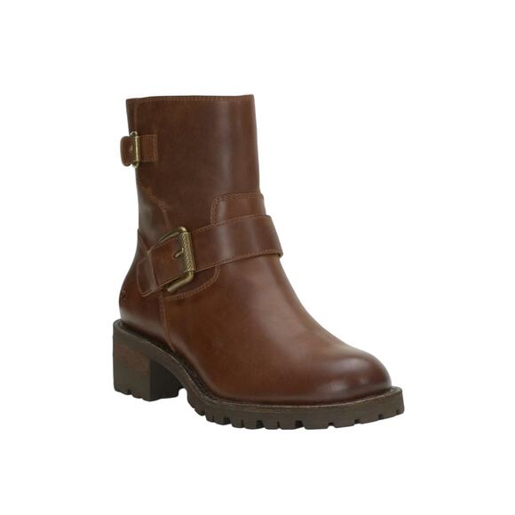 New! Lucky Brand Taini Moto Leather Biker Buckle Strap Combat Bootie - Size 6.5 - Picture 2 of 15